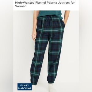 EUC Old Navy Women's 3X high-waisted flannel pajama joggers. Navy & green plaid